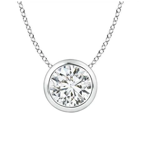 0.1 Ct Natural Diamond Round Cut Quenild  Solitaire Pendant Necklaces in 9K White Gold