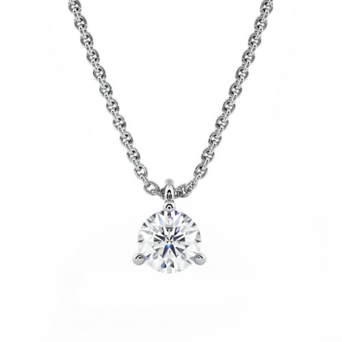 0.1 Ct Natural Diamond Round Cut Quenyeve  Solitaire Pendant Necklaces in 9K White Gold