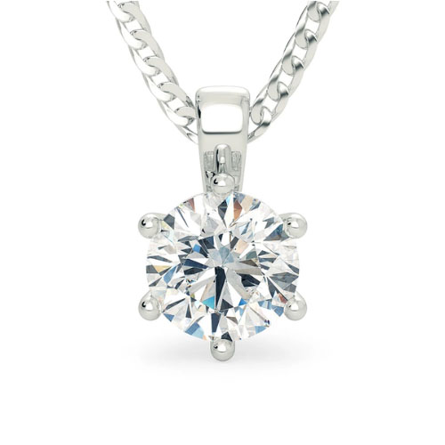 0.1 Ct Natural Diamond Round Cut Queniua  Solitaire Pendant Necklaces in 9K White Gold
