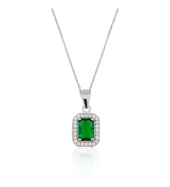 1 Ct Cut Gardenia  Emerald Necklaces in Silver 925