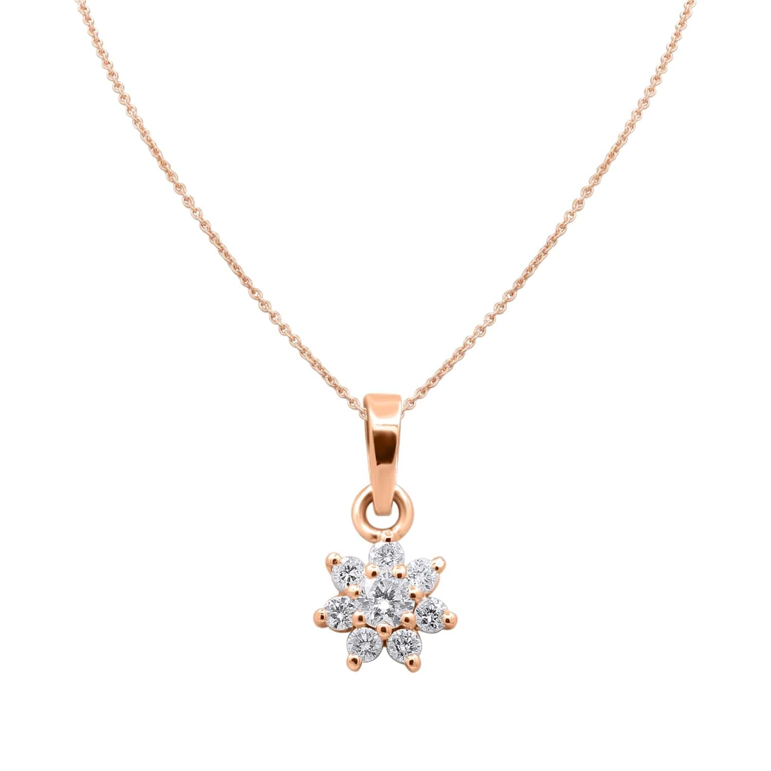 0.25 Ct Natural Diamond Round Cut Tamie  Cluster Pendants Necklaces in 9K White Gold