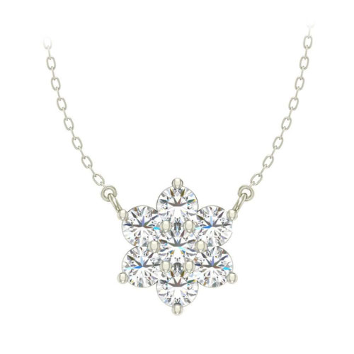 0.1 Ct Natural Diamond Round Cut Timbre  Cluster Pendants Necklaces in 9K White Gold