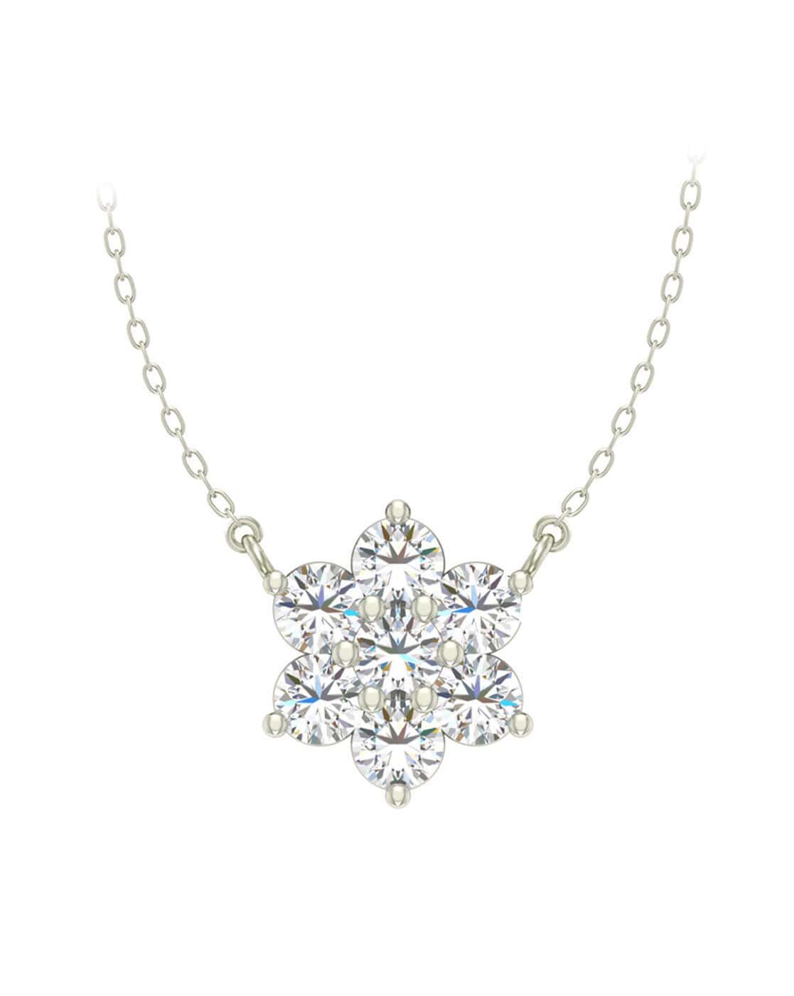 0.1 Ct Natural Diamond Round Cut Timbre  Cluster Pendants Necklaces in 9K White Gold
