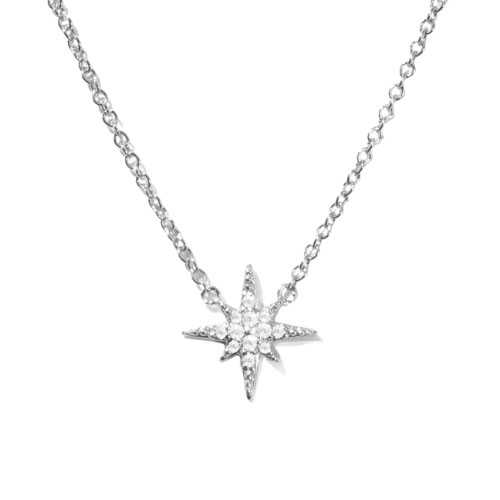 0.17 Ct Natural Diamond Round Cut Tsega  Cluster Pendants Necklaces in 9K White Gold