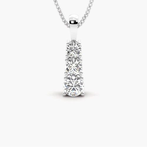 1 Ct Natural Diamond Round Cut Theffanie  Journey Pendants Necklaces in 9K White Gold