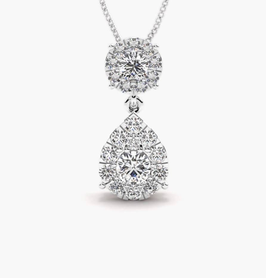 1.03 Ct Lab-Created Diamond Round Cut Tress  Designer Pendants Necklaces in Silver 925