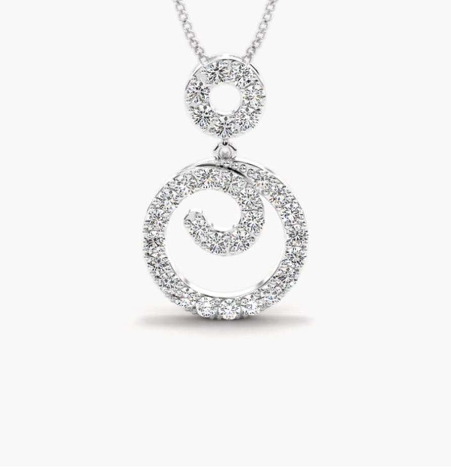 0.52 Ct Natural Diamond Round Cut Teisha Designer Pendants Necklaces in 9K White Gold
