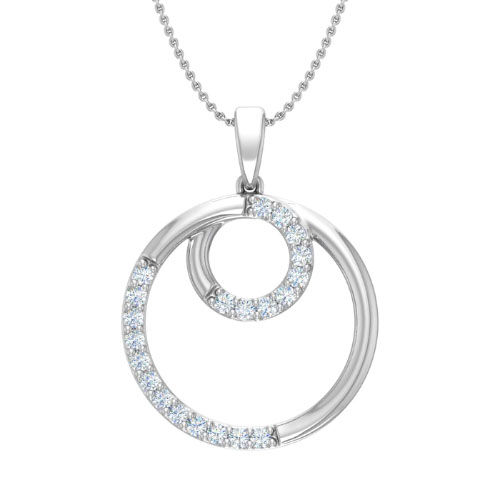0.15 Ct Natural Diamond Round Cut Peleilah  Drop Pendants Necklaces in 9K White Gold