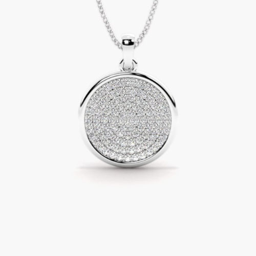 0.38 Ct Natural Diamond Round Cut Penthea  Circle Pendants Necklaces in 9K White Gold