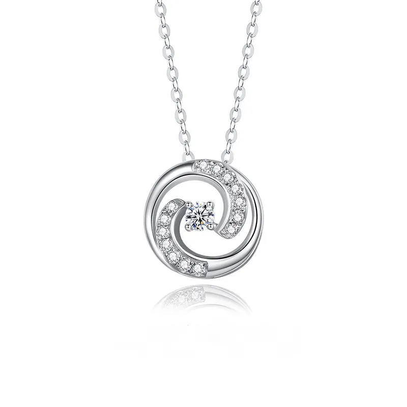 0.53 Ct Natural Diamond Round Cut Perdita  Circle Pendants Necklaces in 9K White Gold