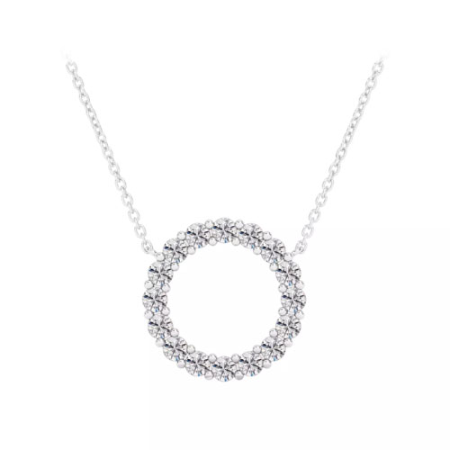 1.08 Ct Natural Diamond Round Cut Pervaiz  Circle Pendants Necklaces in 9K White Gold