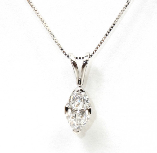 0.3 Ct Lab-Created Diamond Marquise Cut Teressa  Halo Pendant Necklaces in 9K White Gold