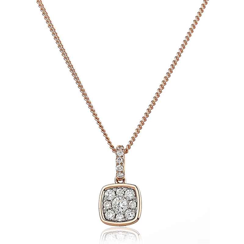 0.25 Carat Natural Cushion Shaped Pendant With Round Diamond Set In 18K Gold And Platinum 