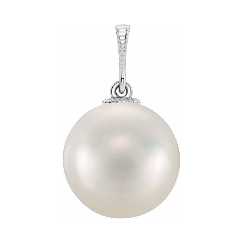 Round Cut Valorie Pearl Gemstone Necklaces in 9K White Gold