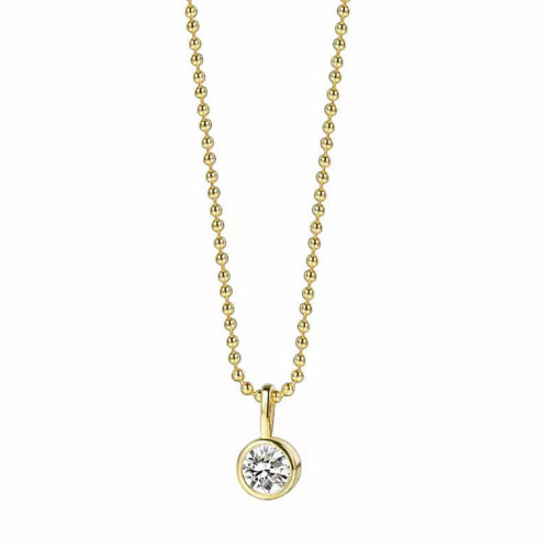 Quenilda Natural Diamond Silver Bezel Set Solitaire Pendant Necklace