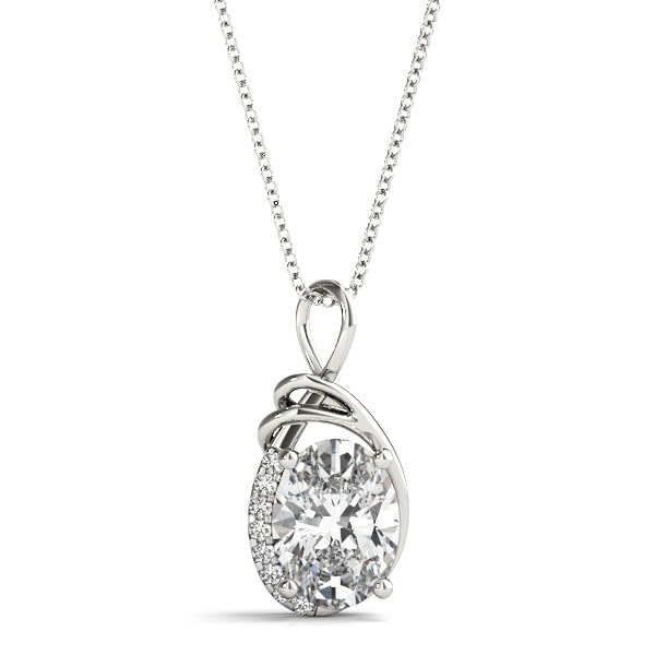 2.04 Ct Lab-Created Diamond Oval Cut Trella Designer Pendants Necklaces in Silver 925