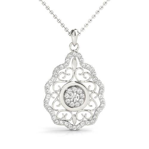 0.25 Ct Lab-Created Diamond Round Cut Tandi  Cluster Pendants Necklaces in Platinum(950)