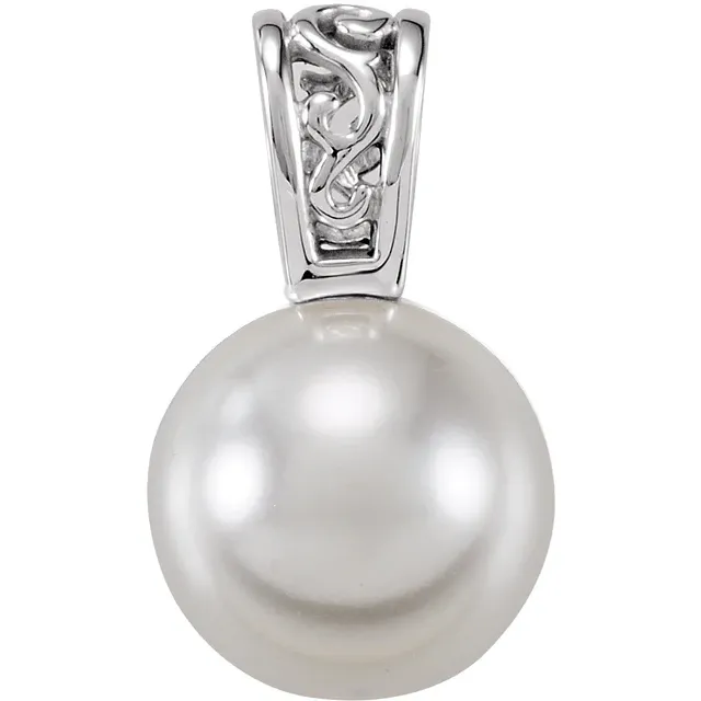 Round Cut Vedha Pearl Gemstone Necklaces in 9K White Gold