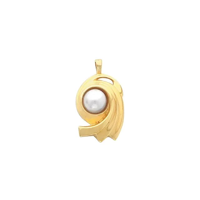 Round Cut Valeska Pearl Gemstone Necklaces in 9K White Gold