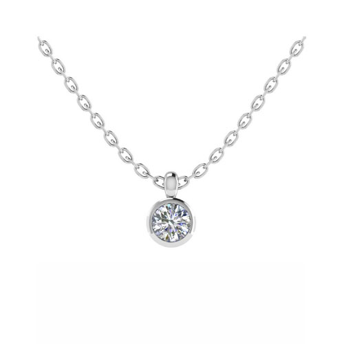 0.12 Ct Natural Diamond Round Cut Truly  Solitaire Pendant Necklaces in 9K White Gold