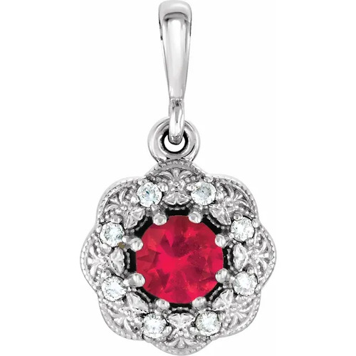 Perenna Natural Ruby Rose Gold 8 Prong Set Necklace Gemstone