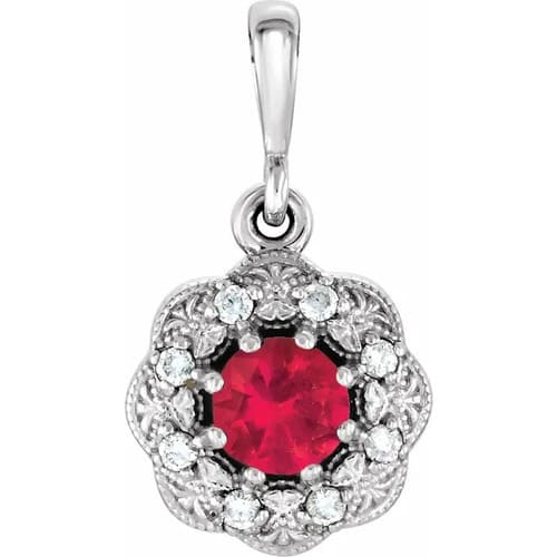 0.42 Ct Natural Ruby Round Cut Perenna  Necklaces in Silver 925
