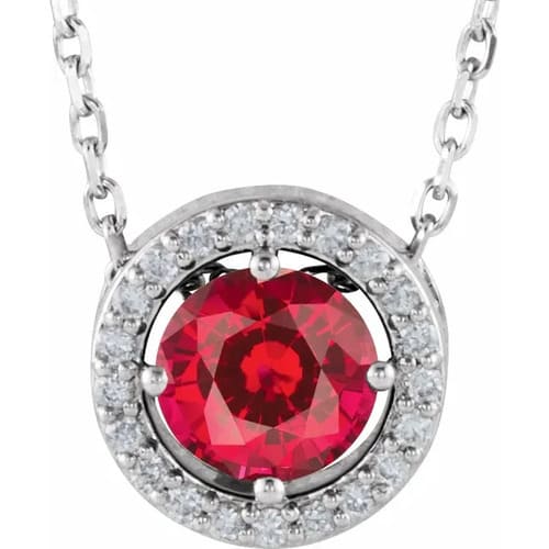 0.65 Ct Natural Ruby Round Cut Petti  Necklaces in Silver 925