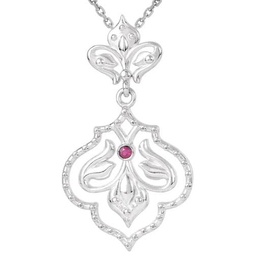 Pieta Natural Ruby Bezel Set  Necklace