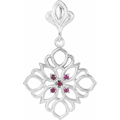 0.1 Ct Lab Grown Ruby Round Cut Patralekha  Necklaces in Silver 925