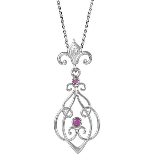 0.14 Ct Natural Ruby Round Cut Pinelopi  Necklaces in Silver 925