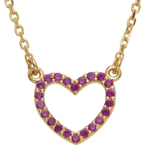 0.22 Ct Natural Ruby Round Cut Piritta  Necklaces in 9K Yellow Gold