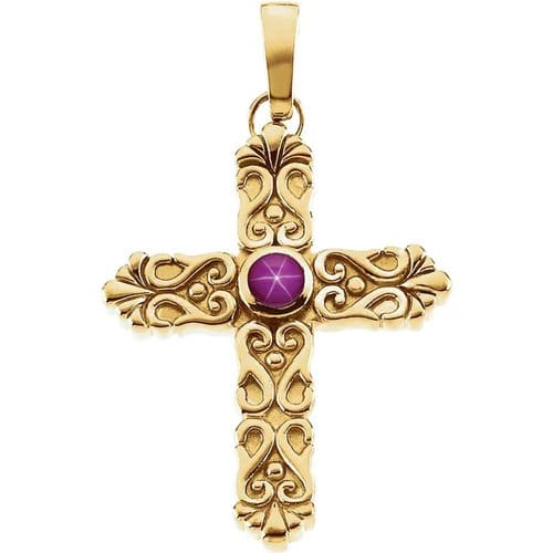 0.34 Ct Natural Ruby Round Cut Polis  Necklaces in 9K Yellow Gold