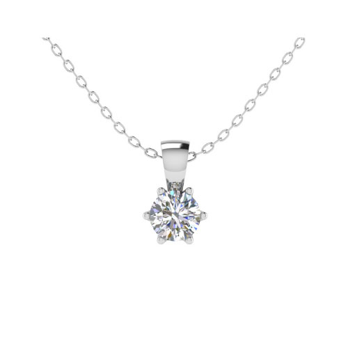 Tayla Natural Diamond Rose Gold 6 Prong Solitaire Pendant Necklace