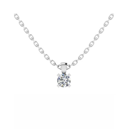 0.25 Ct Natural Diamond Round Cut Taylee  Solitaire Pendant Necklaces in 9K White Gold