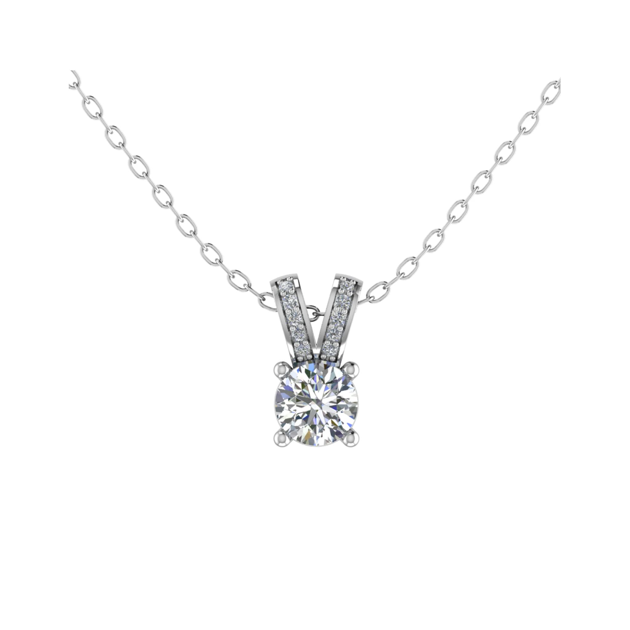 V Shaped Bale Round Solitaire Pendant