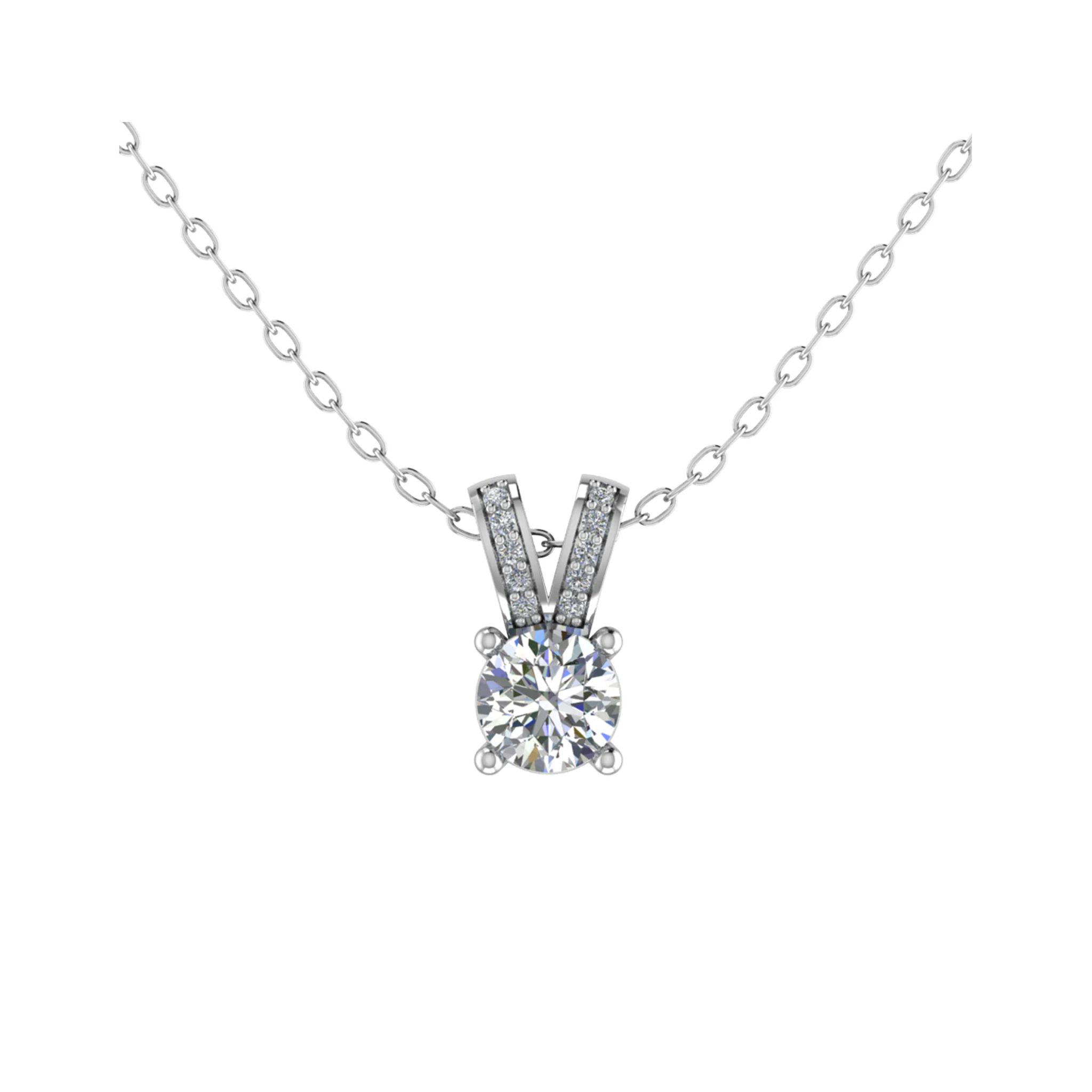 2 Ct Natural Diamond Round Cut Tashina  Designer Pendants Necklaces in 9K White Gold
