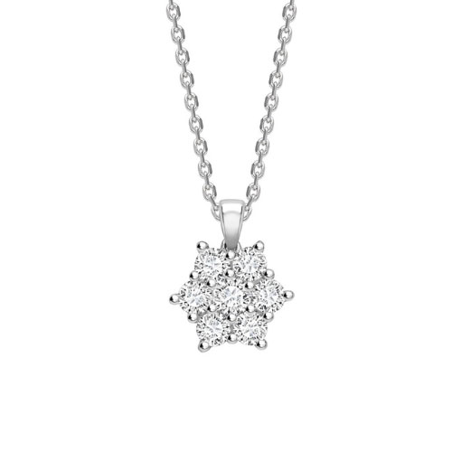 0.5 Ct Natural Diamond Round Cut Tashia  Cluster Pendants Necklaces in Silver 925