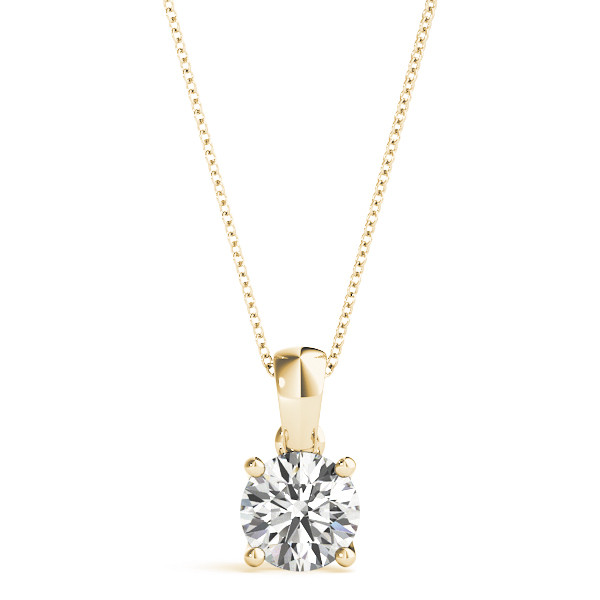 Roase Round Lab Grown Diamond Yellow Gold 4 Prong Setting 0.40 ct Necklace