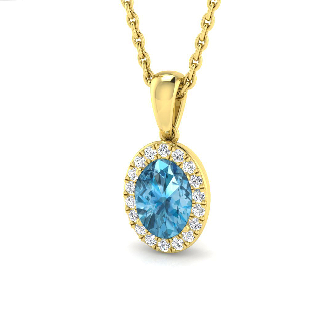 Leonna Blue Topaz 4 Prong  Necklace