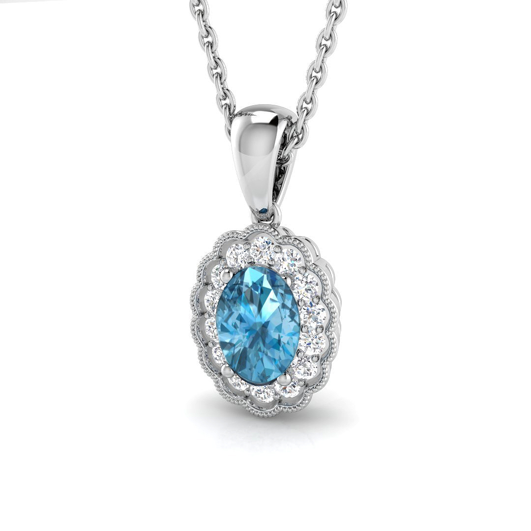 Vennissa Blue Topaz 4 Prong  Necklace