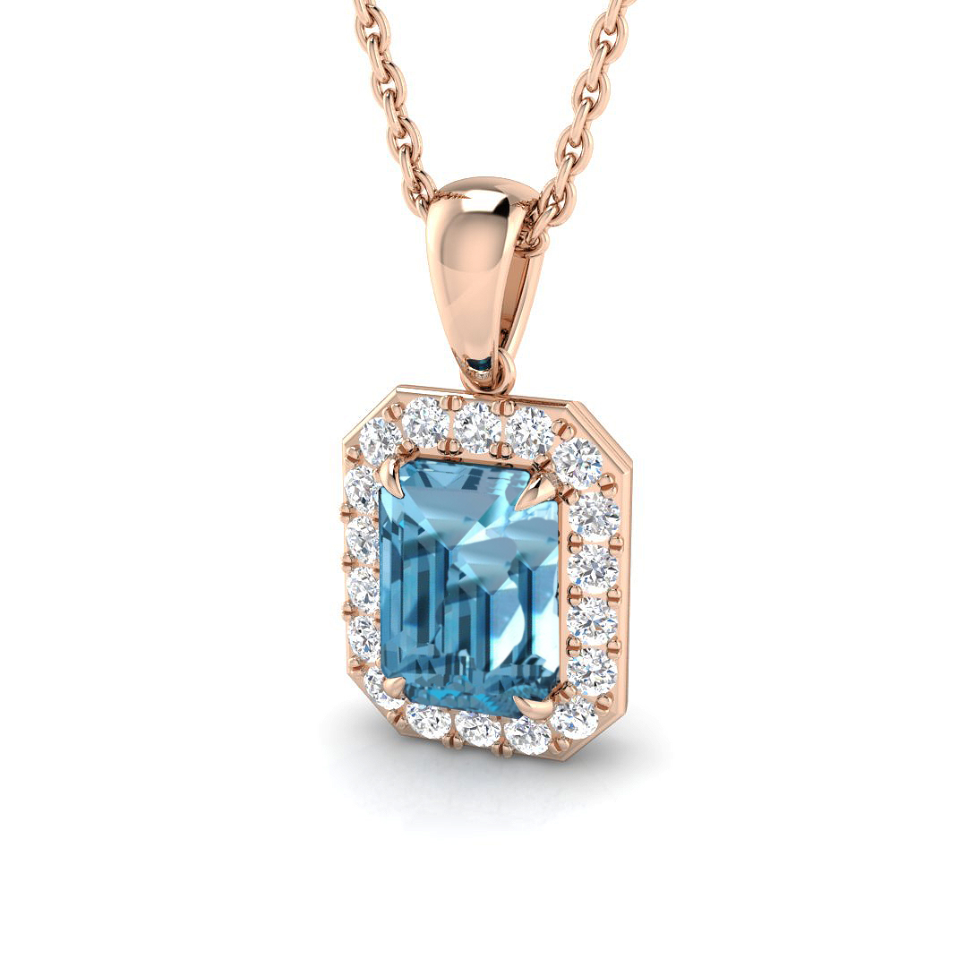 Linda Blue Topaz 4 Prong  Necklace