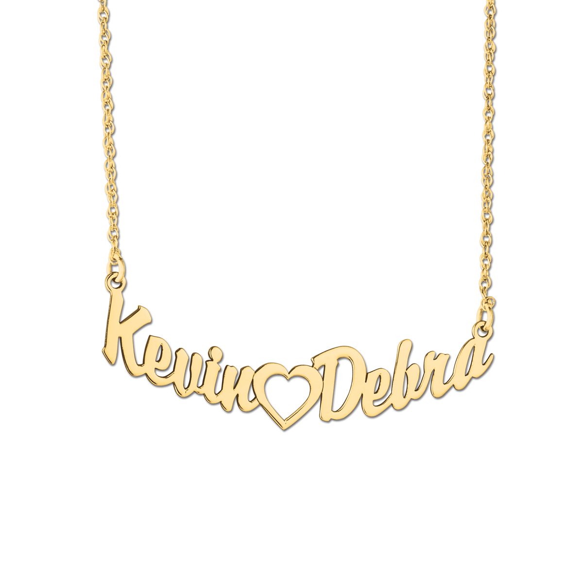 Kevin By Side Name Heart Center Necklace