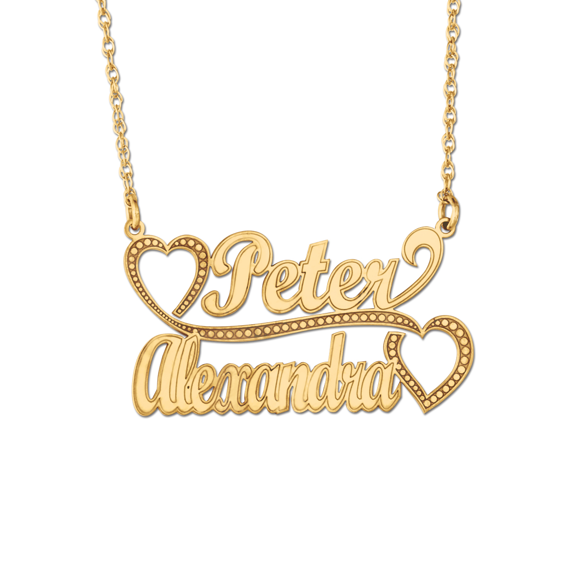Peter 2 Names With Hearts On Ends Necklace