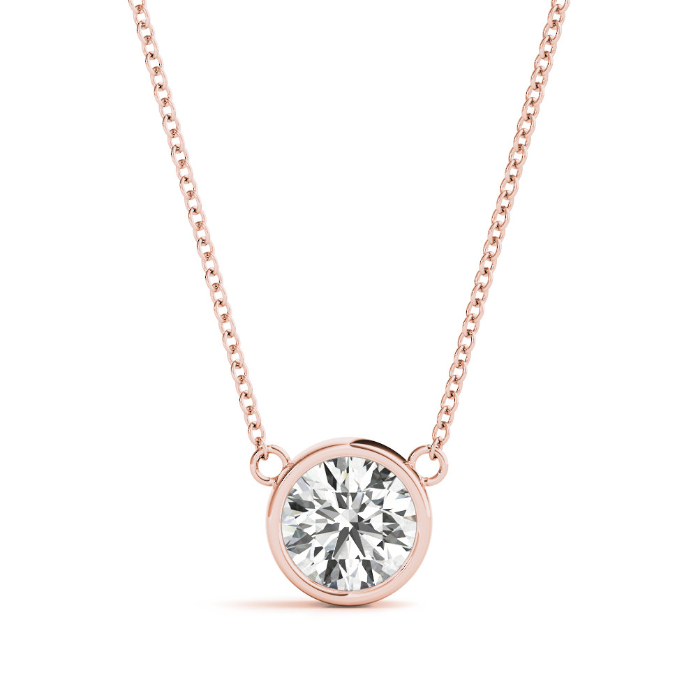 0.1 Ct Natural Diamond Round Cut Tilley  Solitaire Pendant Necklaces