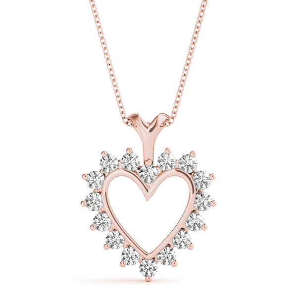 0.3 Ct Lab-Created Diamond Round Cut Tania Heart Necklaces in Silver 925