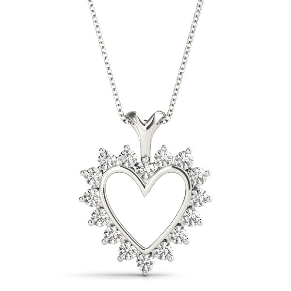 0.3 Ct Lab-Created Diamond Round Cut Tania Heart Necklaces in Silver 925