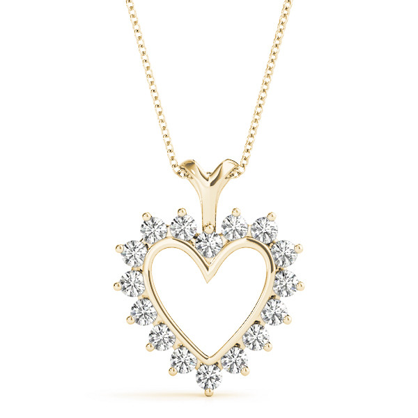 0.3 Ct Lab-Created Diamond Round Cut Tania Heart Necklaces in Silver 925