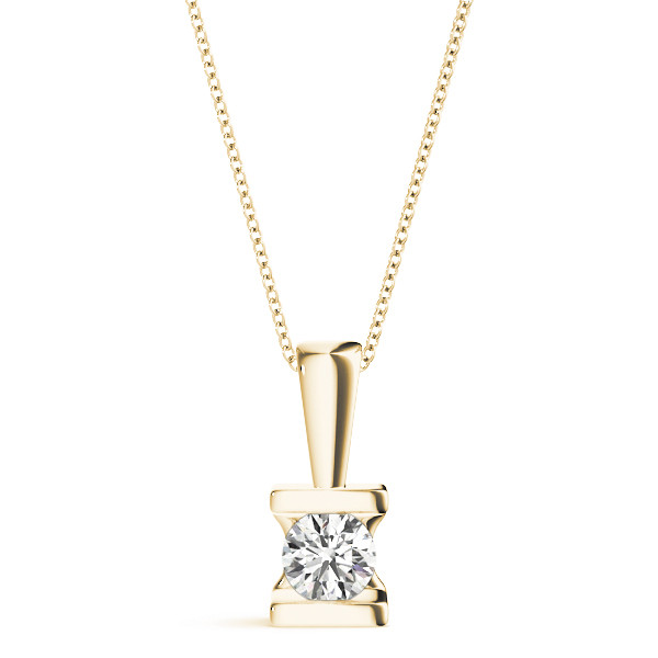 0.1 Ct Lab-Created Diamond Round Cut Ricela  Solitaire Pendant Necklaces in 14K White Gold