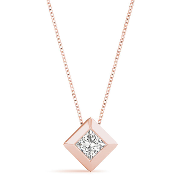 0.1 Ct Lab-Created Diamond Princess Cut Richarede  Solitaire Pendant Necklaces