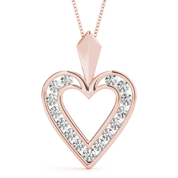 0.25 Ct Lab-Created Diamond Round Cut Lily Heart Necklaces in Silver 925